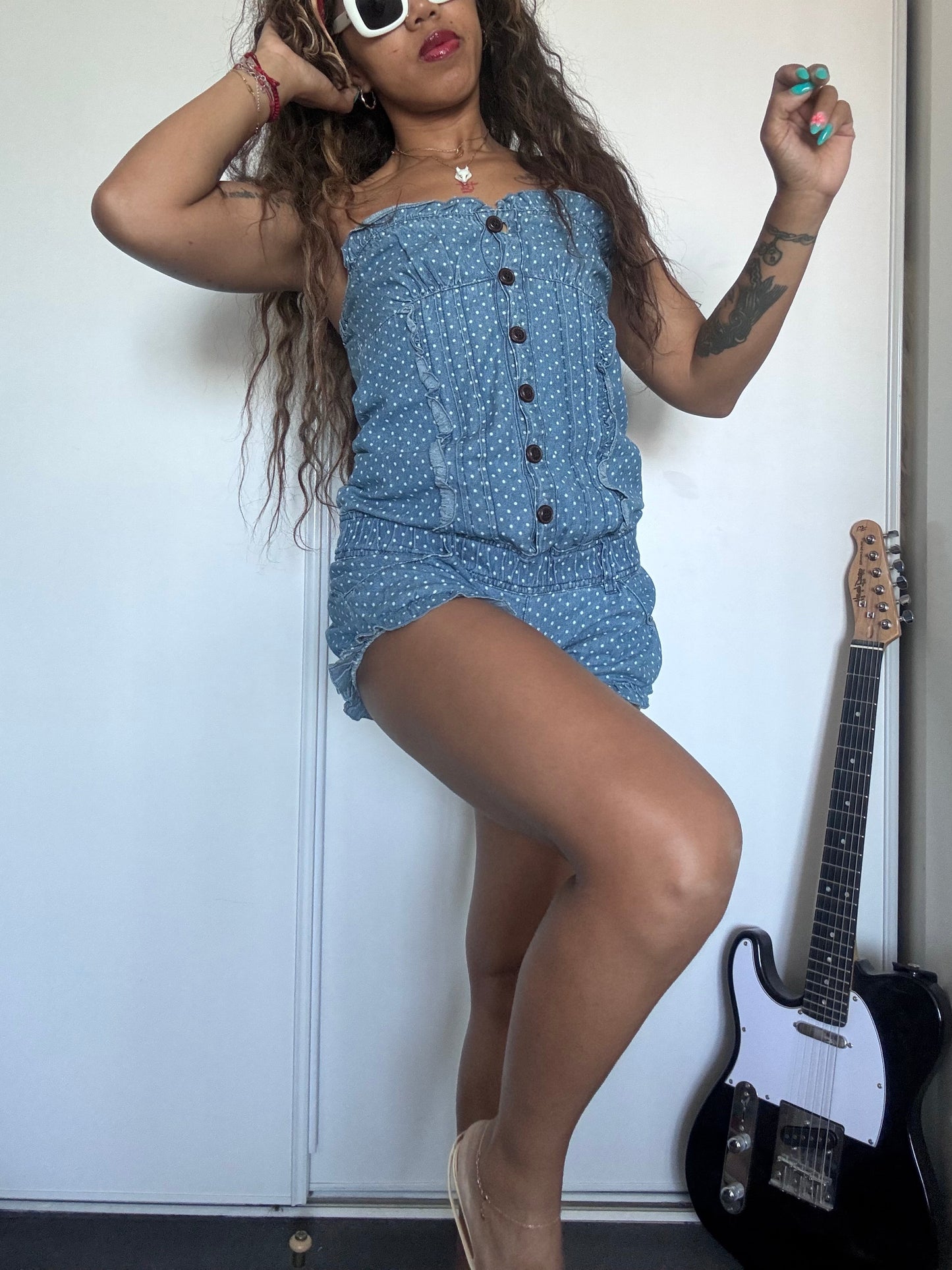 Combishort Liz Lisa à pois style Kawaii japonais