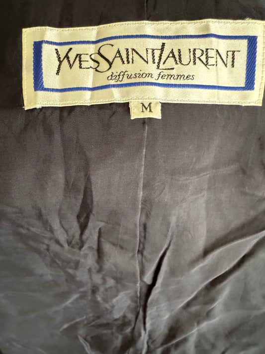 Veste de Tailleur Yves Saint Laurent Vintage – 100% Laine Noire & Boutons Couture (Made under License)