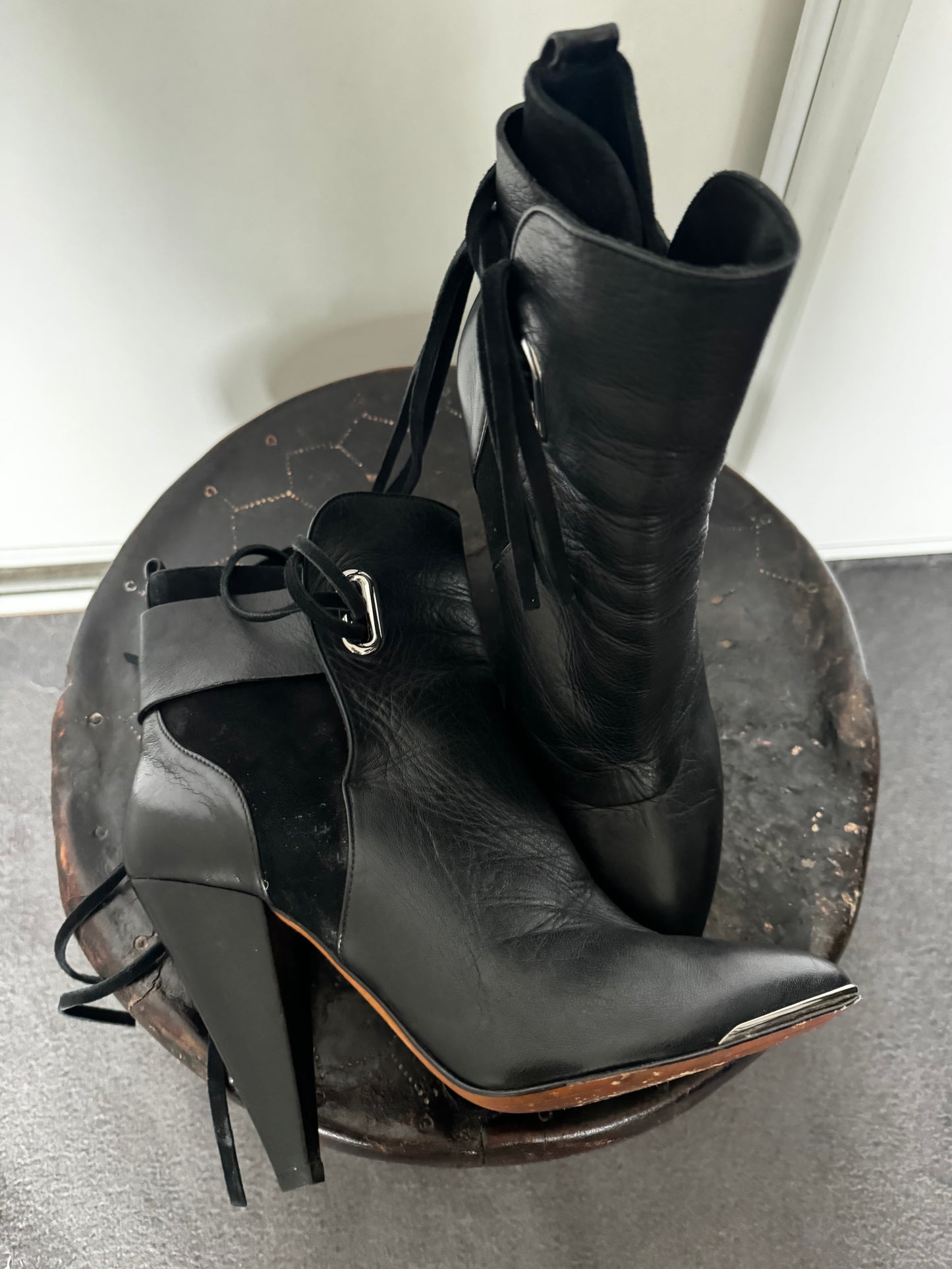 Bottines IRO cuir noir véritable made in Italy – boots talons pointus taille 36 femme