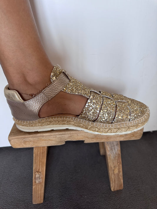 Espadrilles Kanna en cuir pailleté – Made in Spain