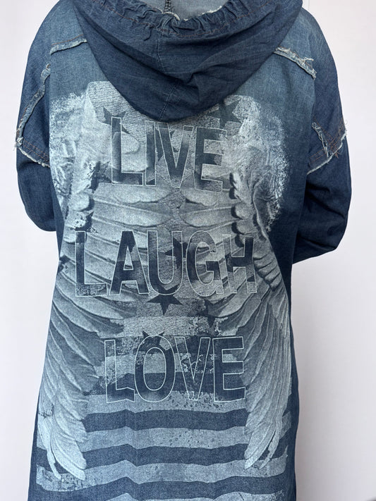 Veste longue Made in Italy à capuche en coton – Live Laugh Love