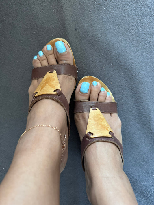 Sandales plateforme Playboy en cuir et bois – Made in Brazil
