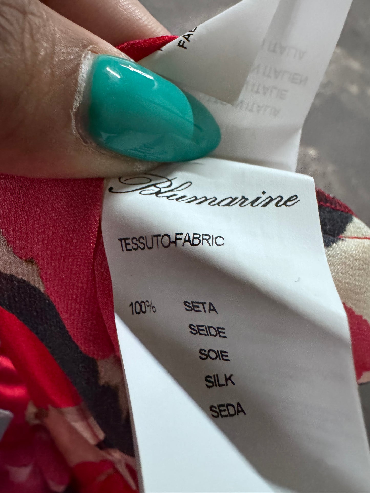 Tunique Blumarine en soie Made in Italy – Imprimé rouge artistique