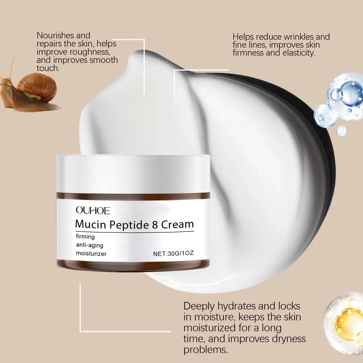 CREME DE RAJEUNISSEMENT AU PEPTIDE DE MUCINE 8