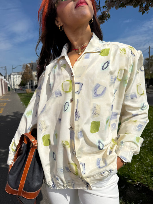 Chemisier vintage femme Made in France – blouse fluide imprimée chic printemps