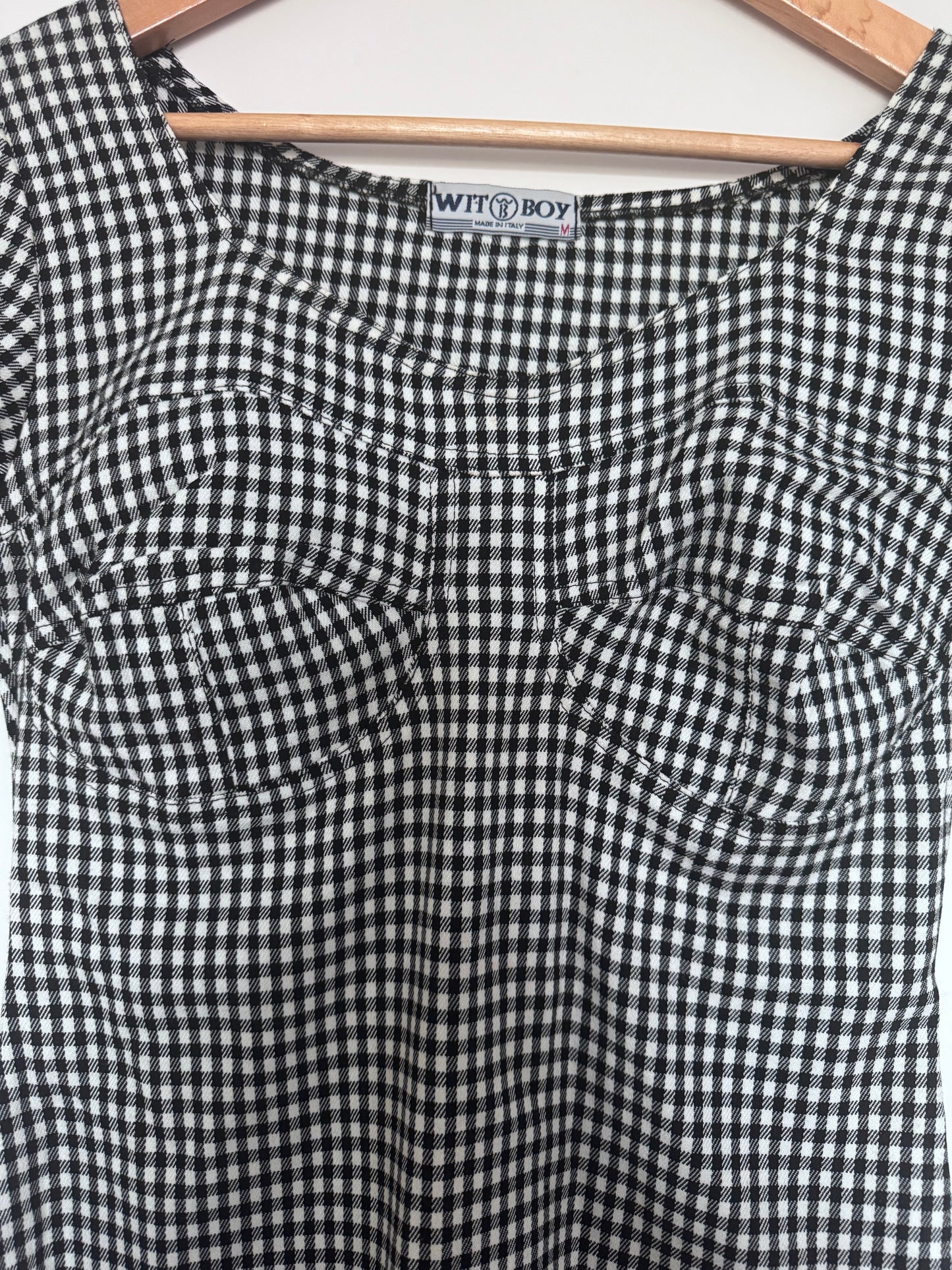 Robe moulante vichy noir et blanc femme – robe courte Y2K chic – made in Italy