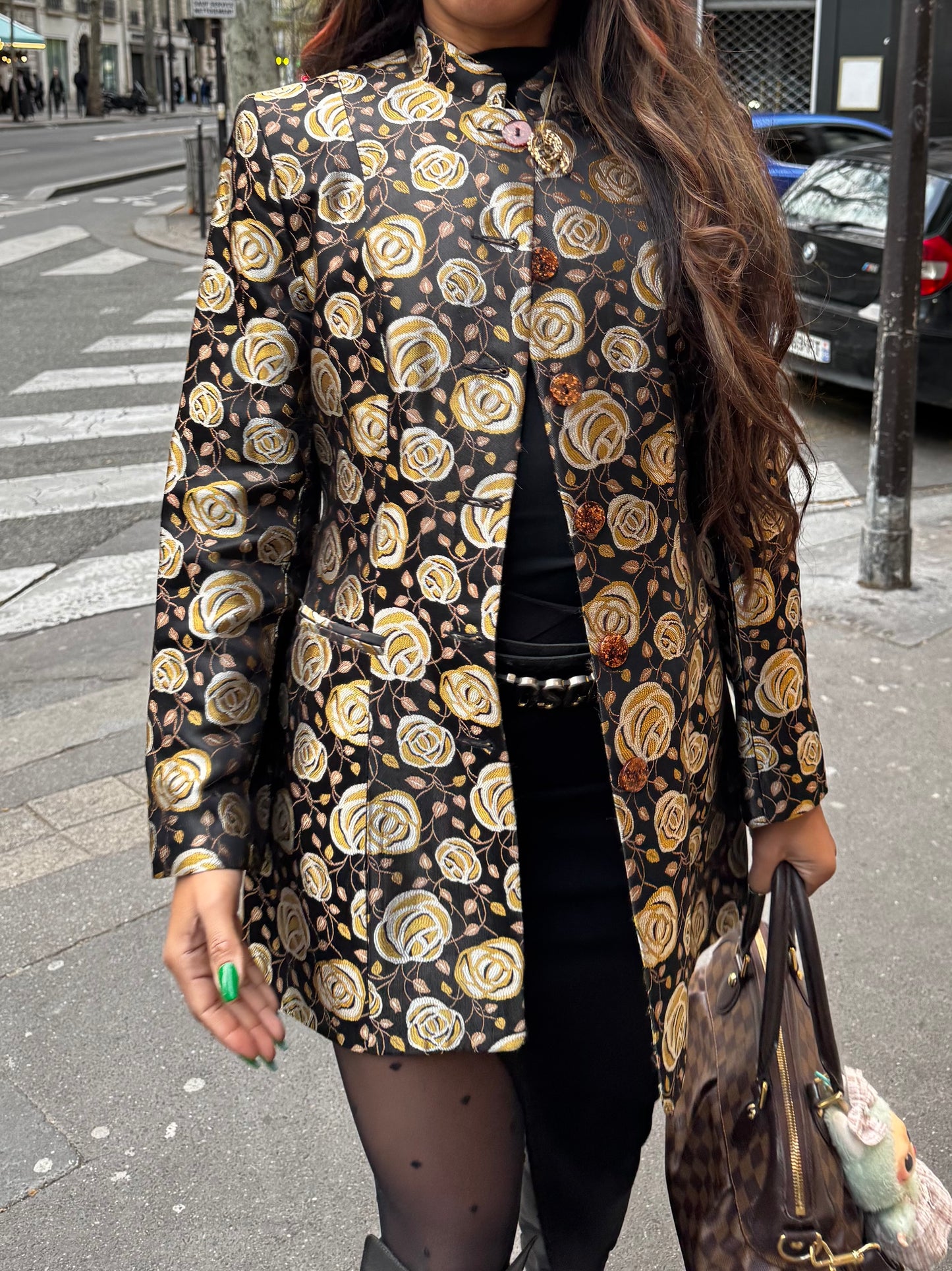 Veste vintage Emmanuel C Paris femme – blazer floral chic Made in France