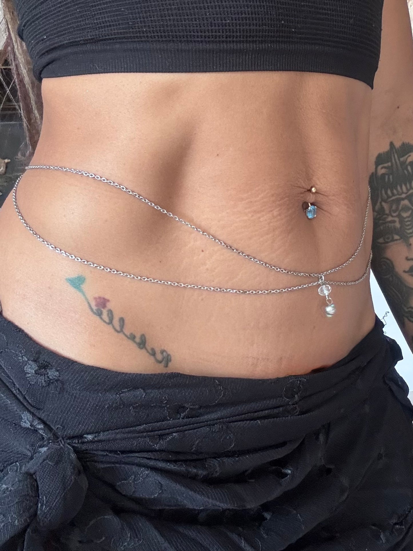 Chaîne de ventre argentée Venizi – Bijou de taille double rang avec pendentif