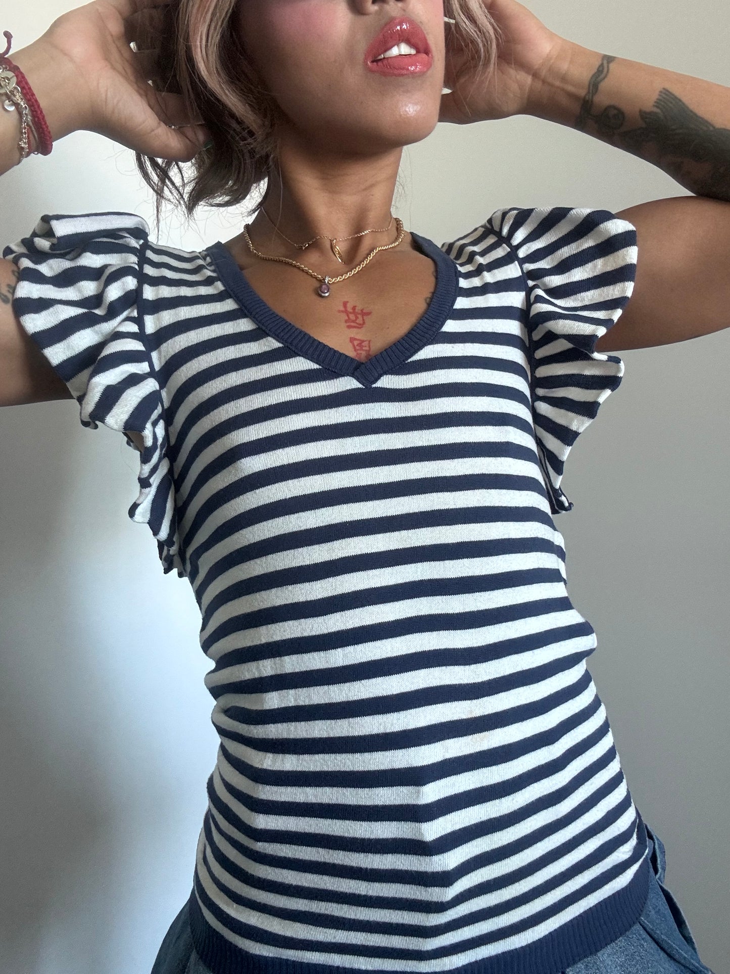 T-shirt marinière Sisley Taille S – Style French Chic