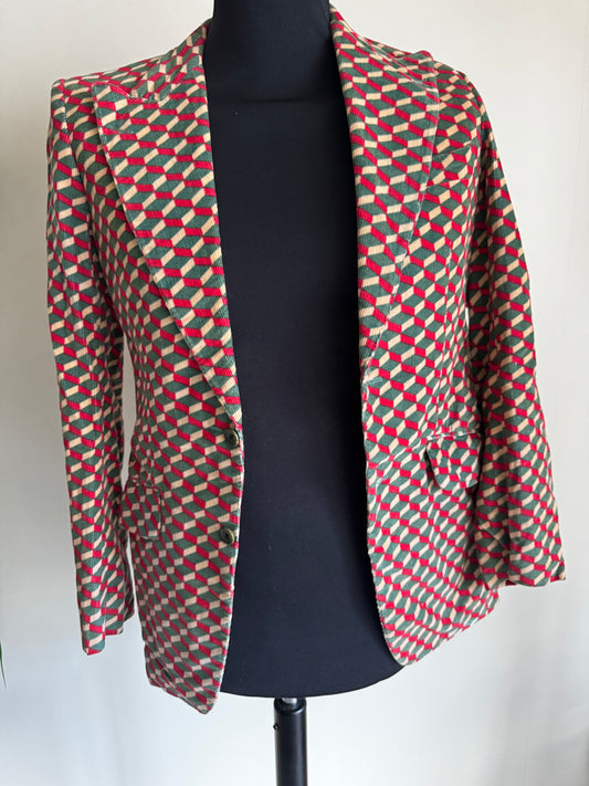 Blazer d'Archive Renoma Paris Vintage – Motif Optique "Vasarely" 100% Laine (Made in France)