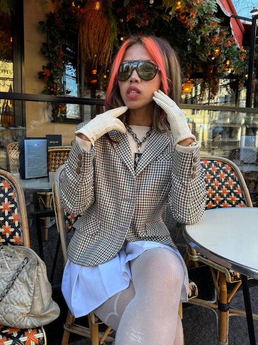 Blazer Laine Cristina de Braud Torino – Carreaux Vintage – Taille 38 – Made in Italy