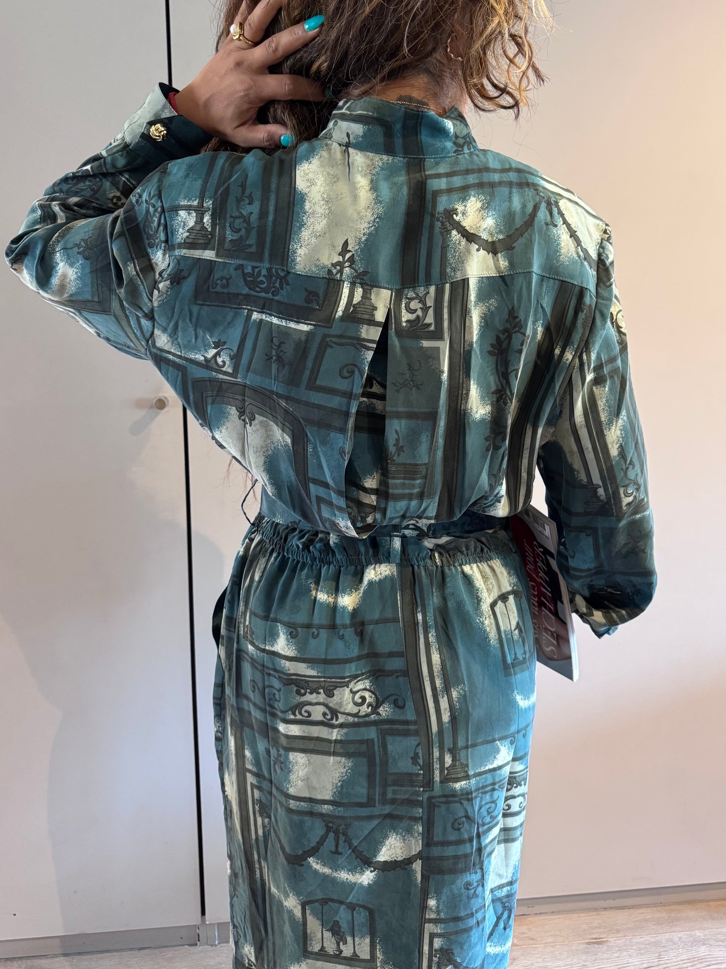 Robe vintage Janina Schrek – Taille 42-100%en soie