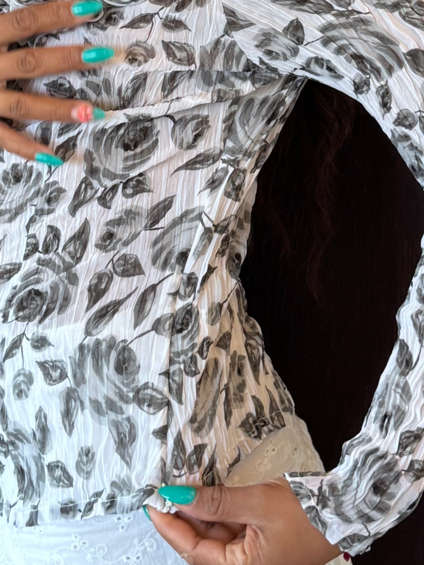 Haut floral Blanc Nature – Taille L