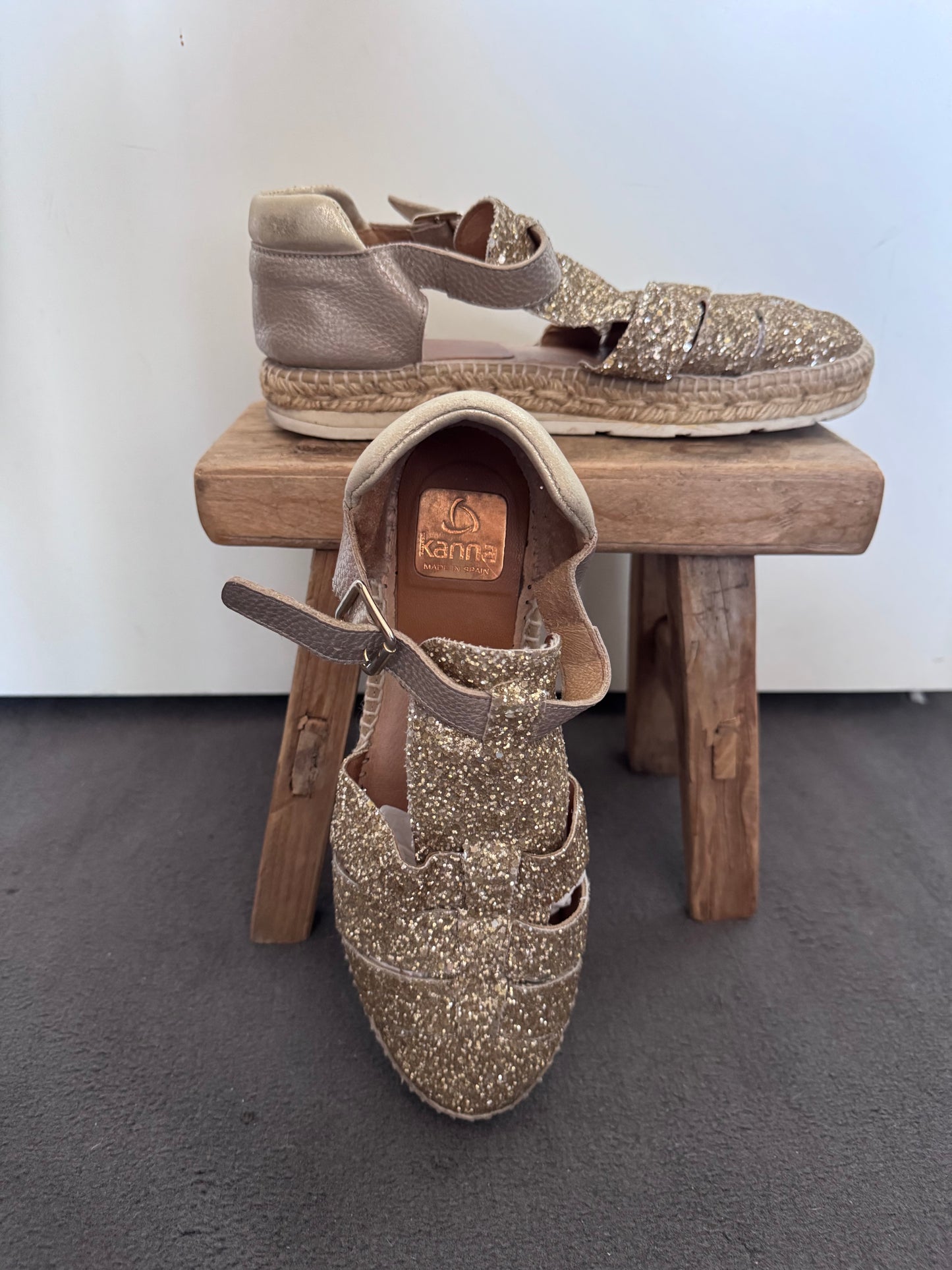 Espadrilles Kanna en cuir pailleté – Made in Spain