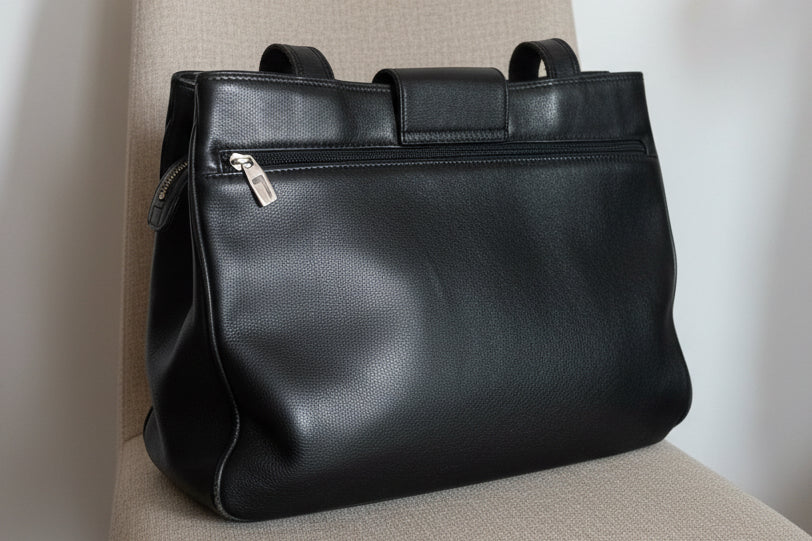 Sac Lancel vintage cuir noir années 90 – grand sac épaule classique