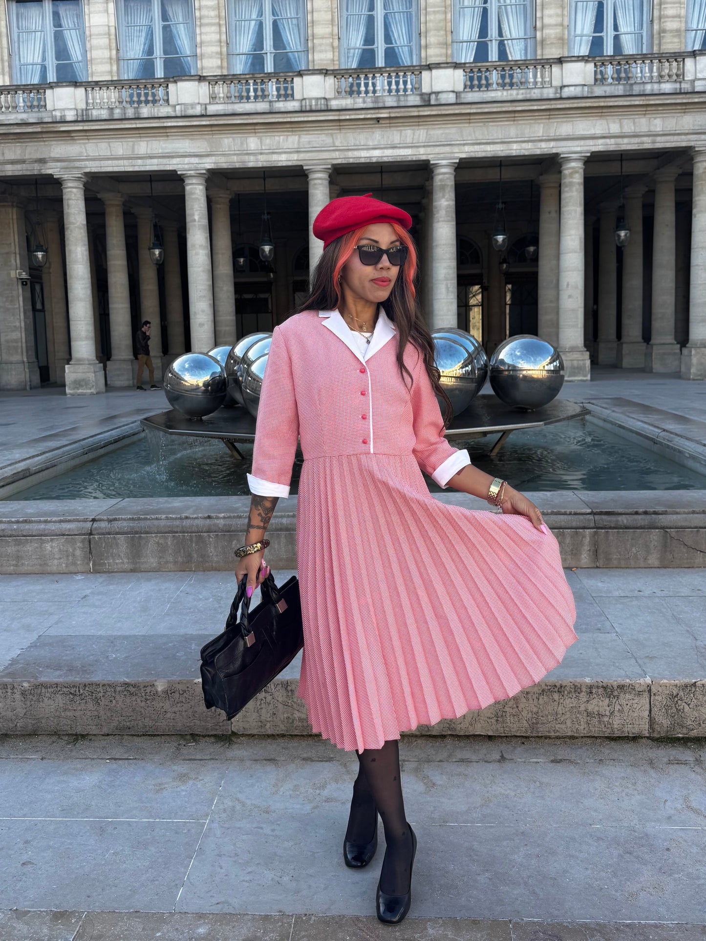 Robe vintage anglaise Dollyday London rose plissée – style british chic