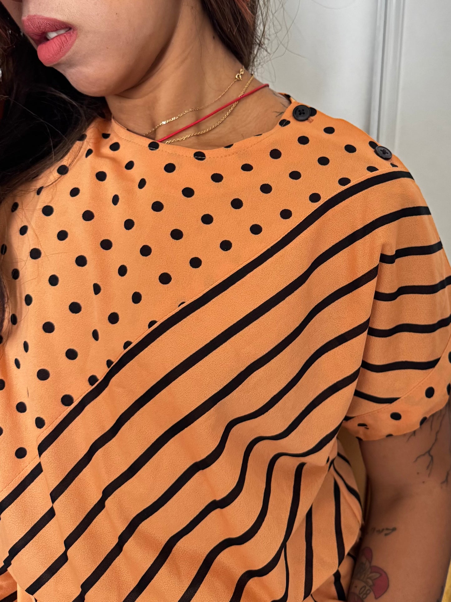 Robe Vintage Made in France – Motif Pois & Rayures – Taille 38/40