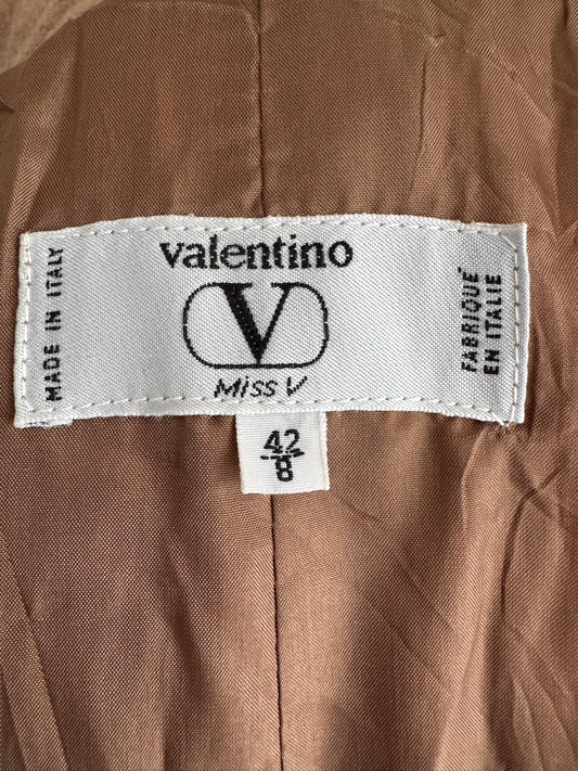 Manteau Court Valentino Miss V Vintage – 30% Mohair & Laine Camel, Boutons Bijoux Or (Made in Italy)
