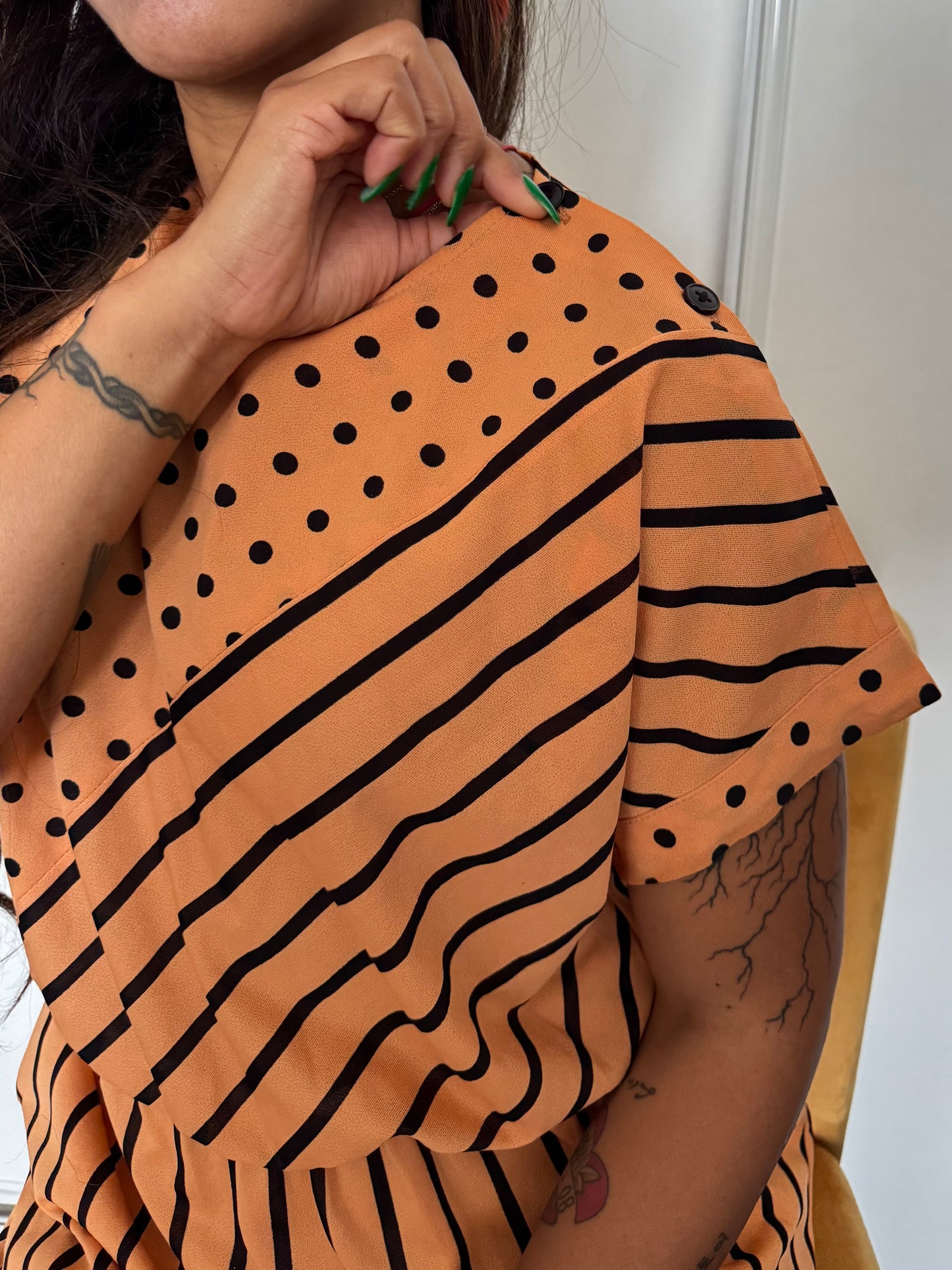 Robe Vintage Made in France – Motif Pois & Rayures – Taille 38/40