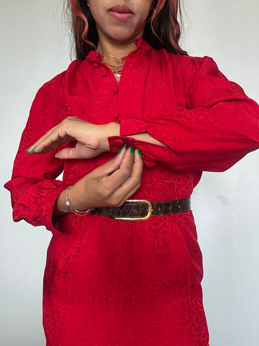 Robe vintage en soie rouge Liz Claiborne – robe midi élégante chic femme