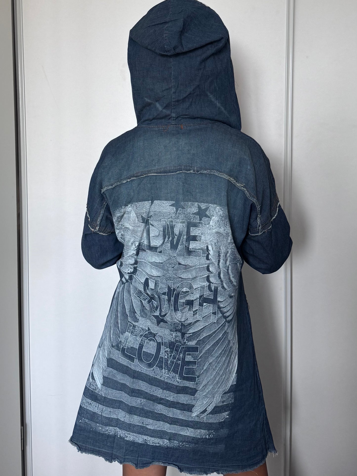 Veste longue Made in Italy à capuche en coton – Live Laugh Love