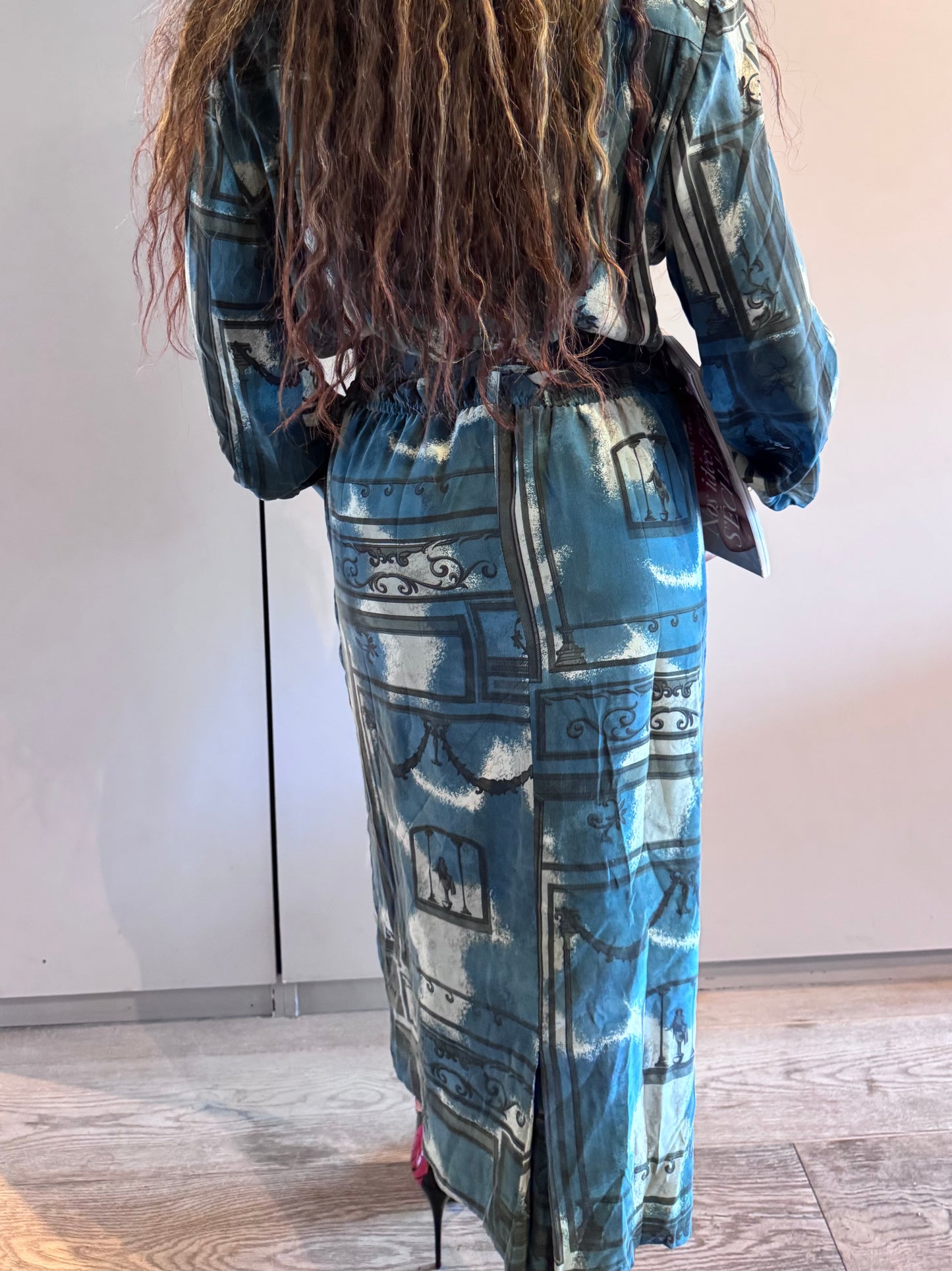 Robe vintage Janina Schrek – Taille 42-100%en soie