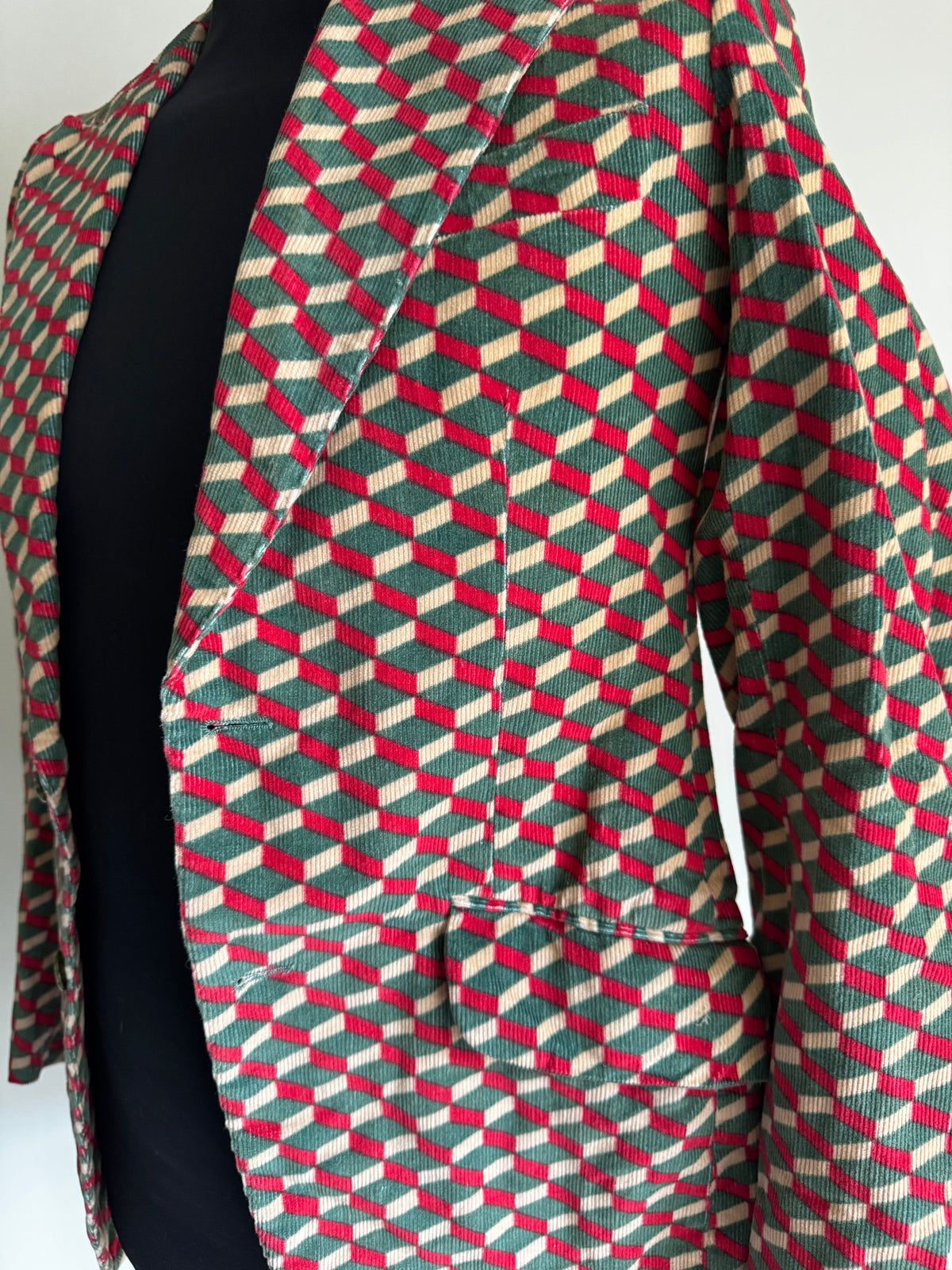 Blazer d'Archive Renoma Paris Vintage – Motif Optique "Vasarely" 100% Laine (Made in France)