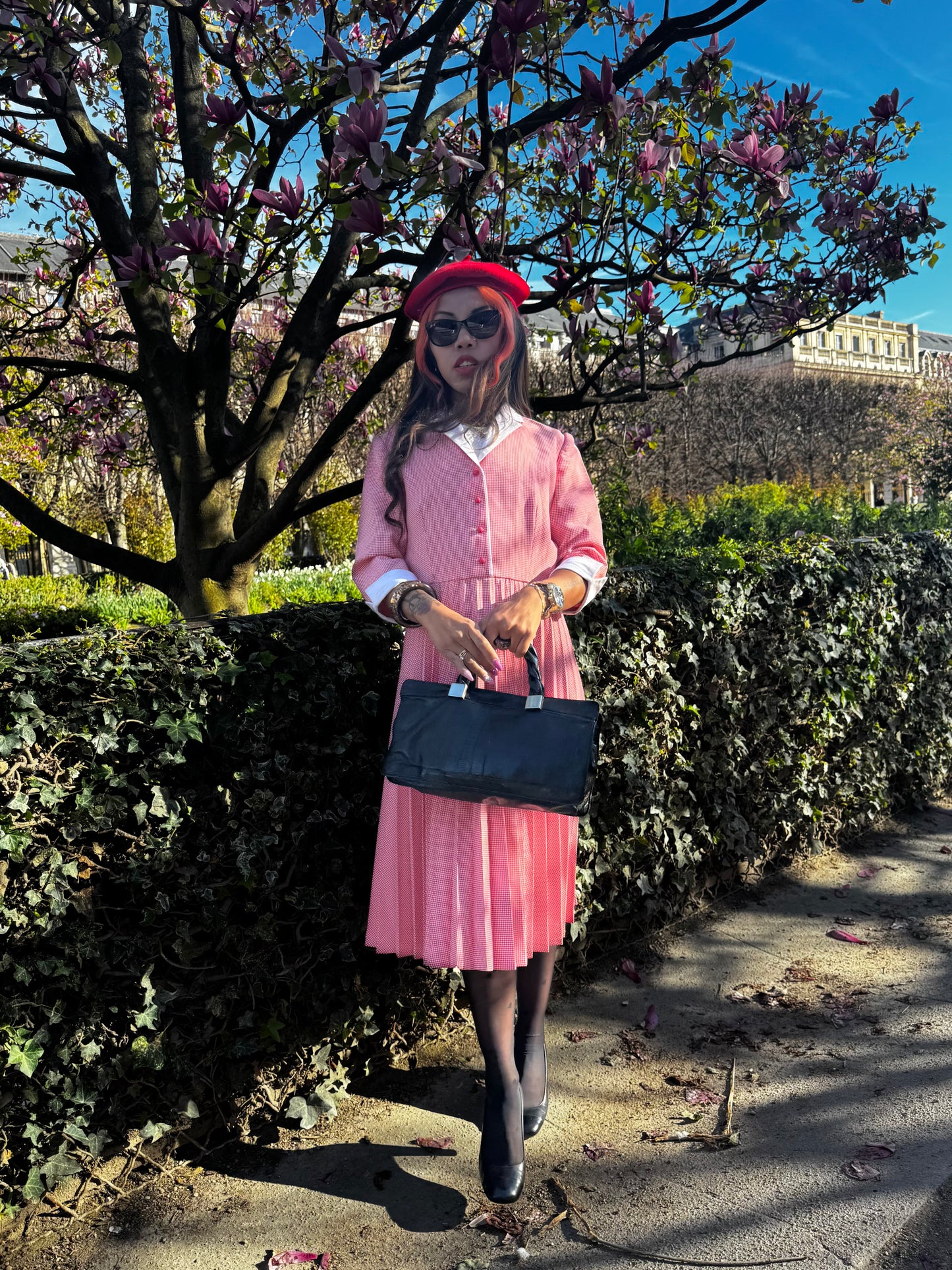 Robe vintage anglaise Dollyday London rose plissée – style british chic