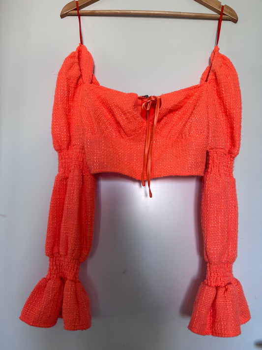 Crop top Y2K Missguided orange – manches volume – top tendance été