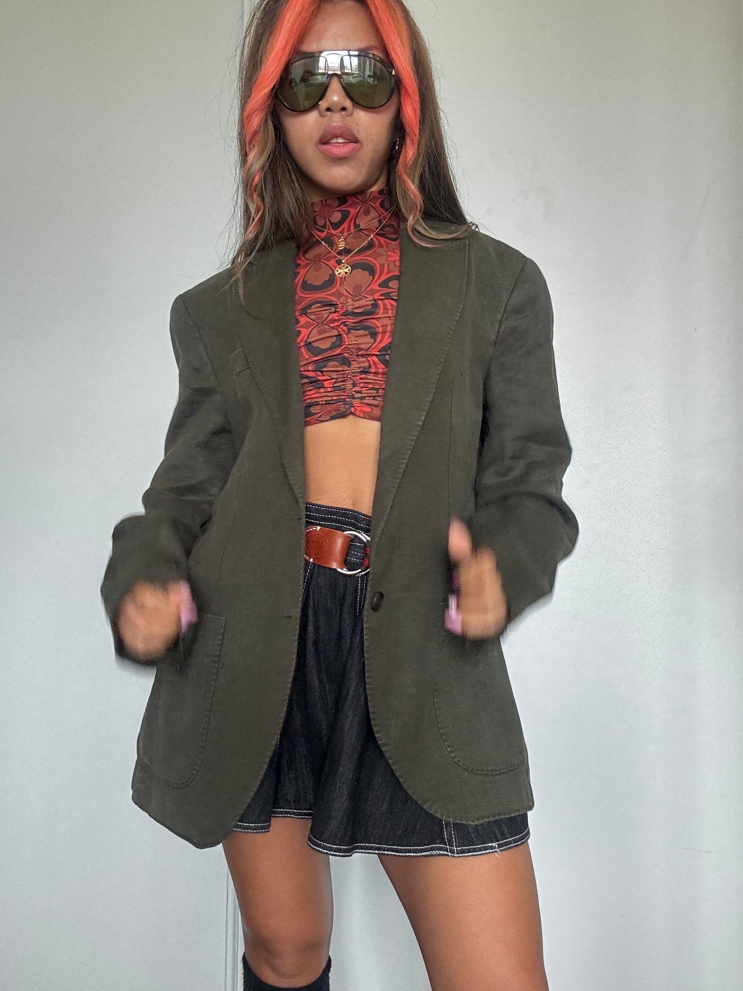 Blazer Massimo Dutti 100% Lin Vert Olive – Taille 50 – Made in Portugal – Coupe Oversize Chic