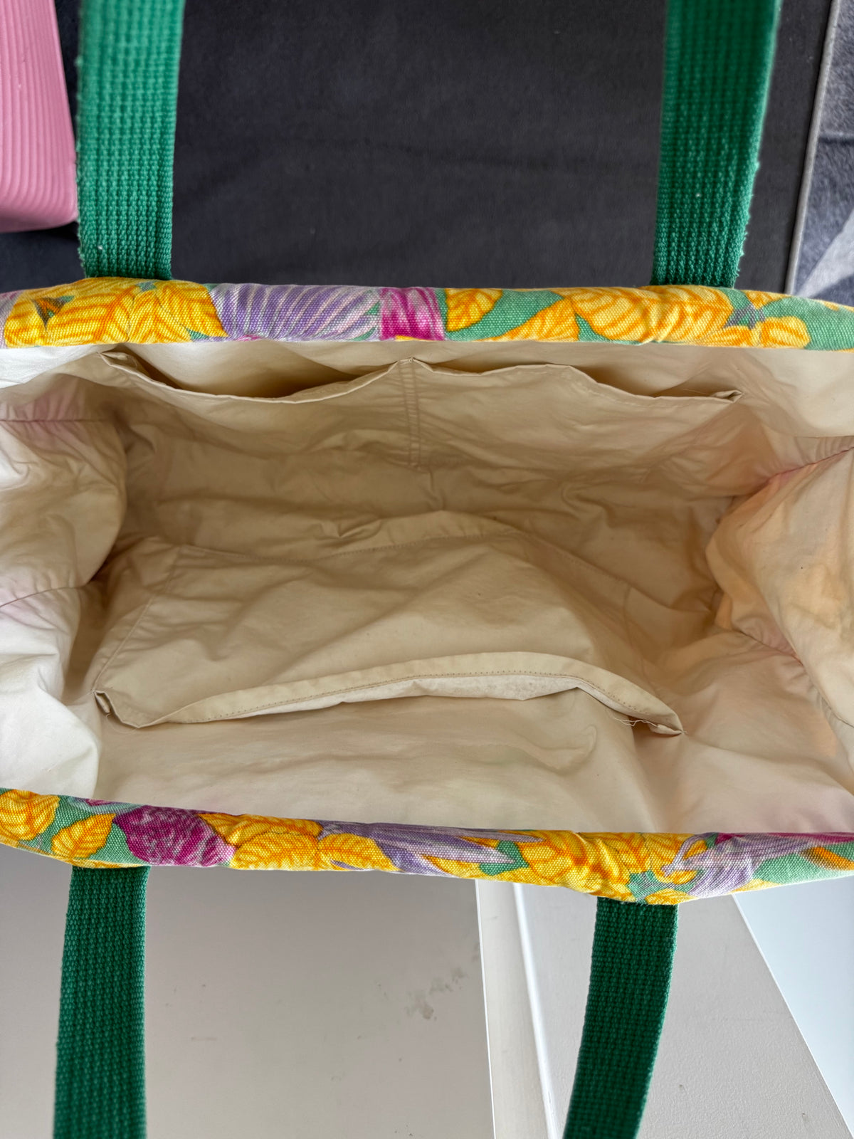 Grand Sac Cabas de Plage Hermès Vintage – Motif Imprimé « Les Perroquets » 100% Coton (Made in France)