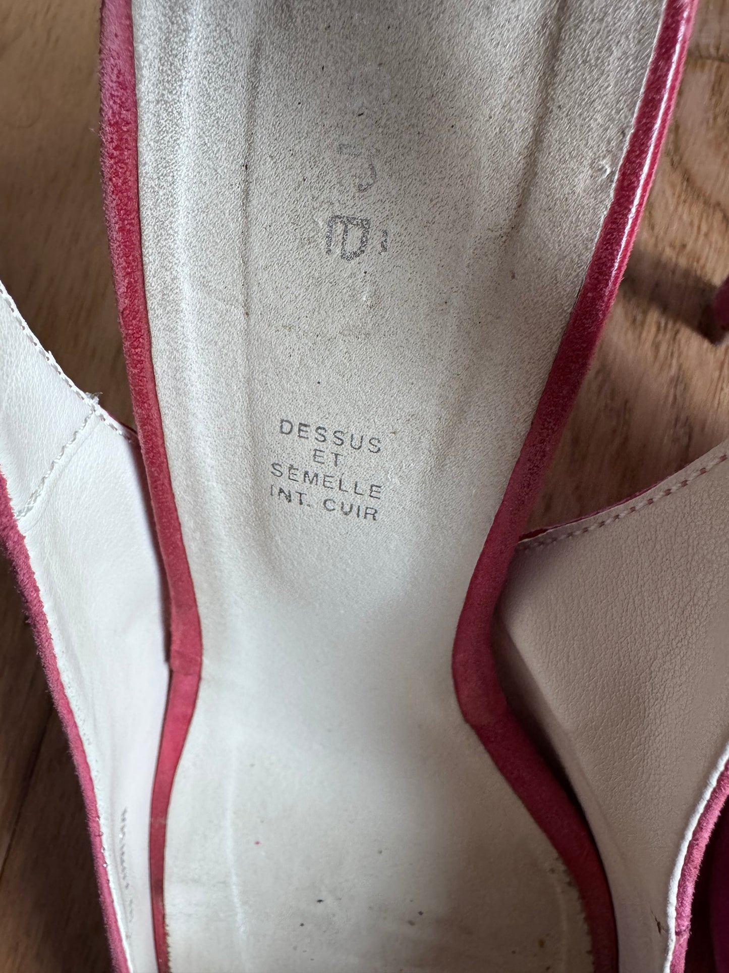 Escarpins vintage André en cuir rose fuchsia – Made in Tunisia – Taille 38