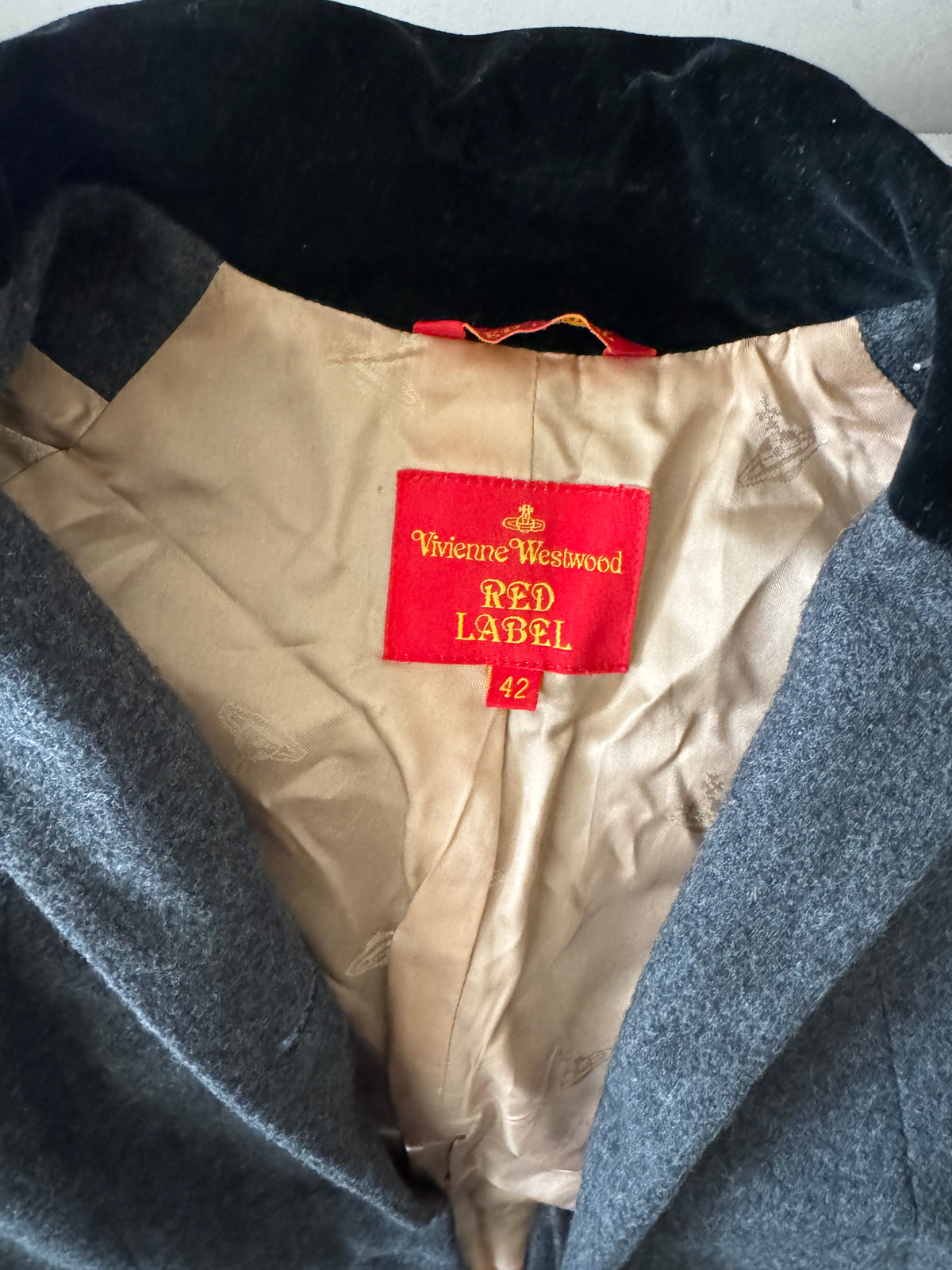 Veste Tailoring Vivienne Westwood Red Label Vintage – 100% Laine Grise & Velours Noir