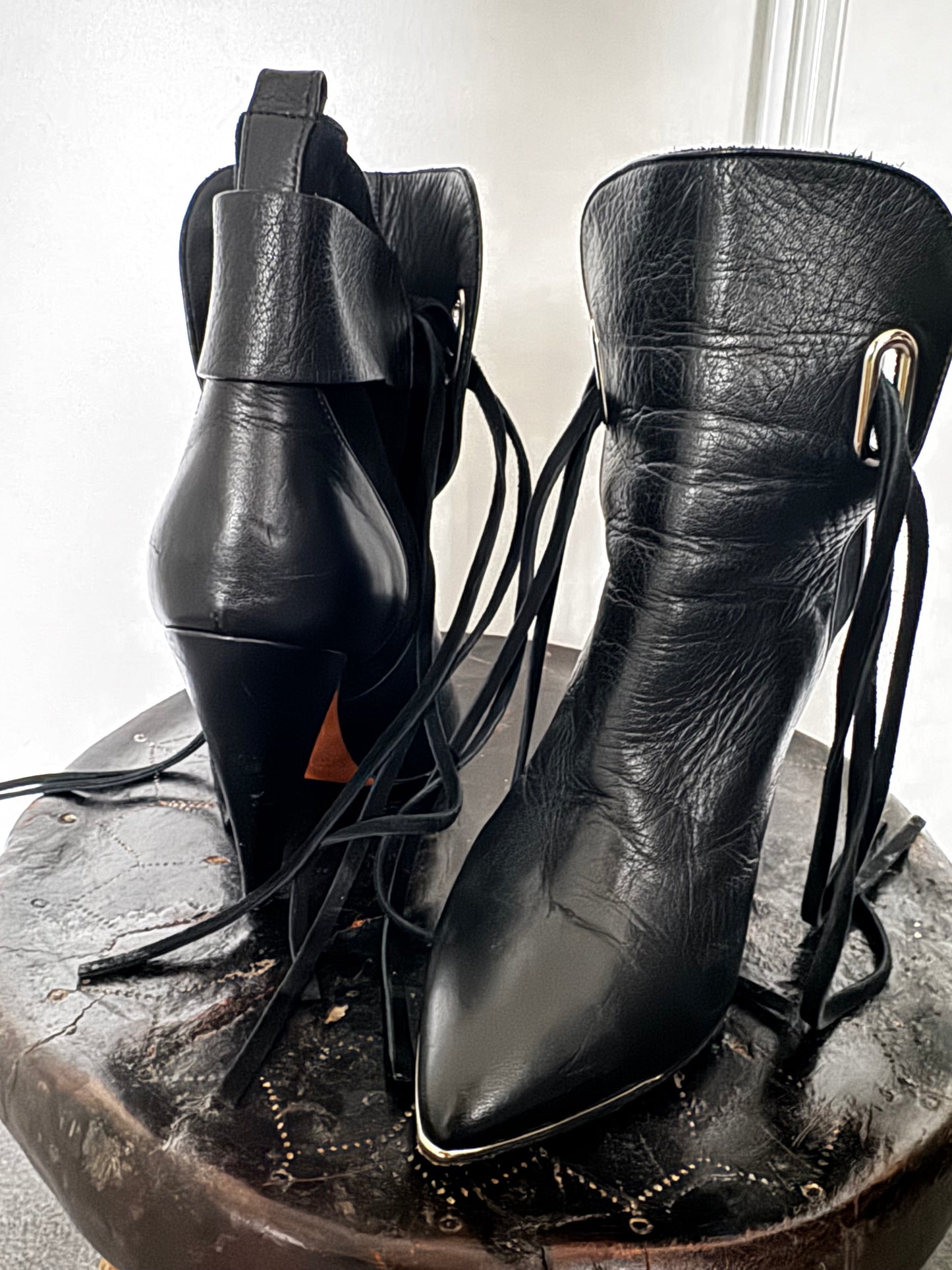 Bottines IRO cuir noir véritable made in Italy – boots talons pointus taille 36 femme