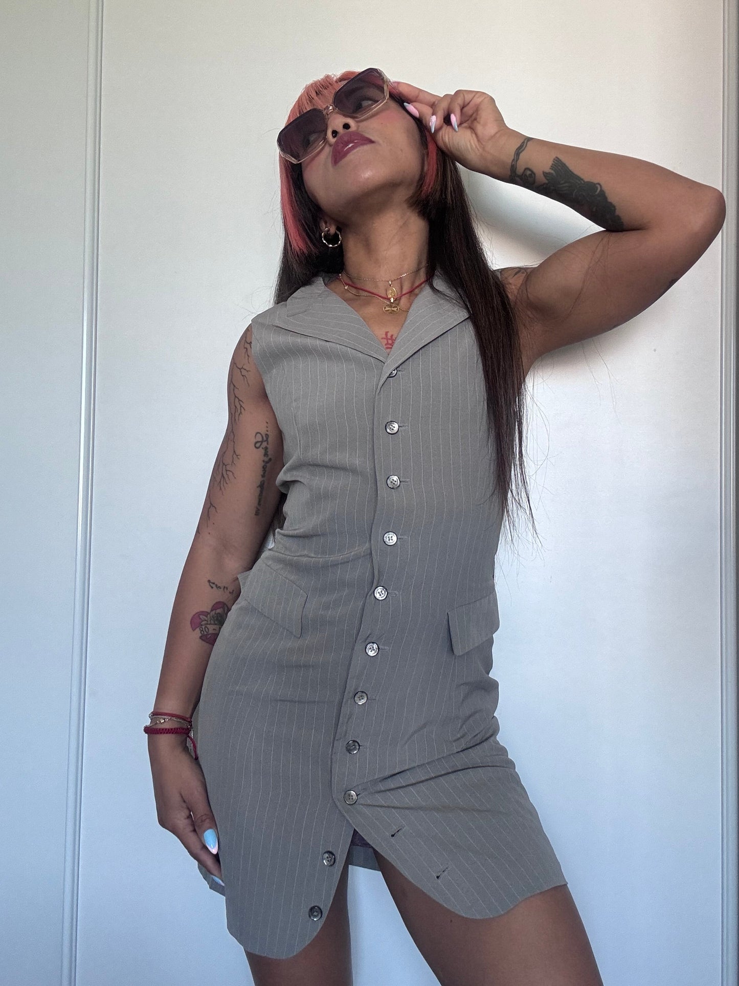 Robe blazer rayée femme – coupe tailleur chic – taille 36