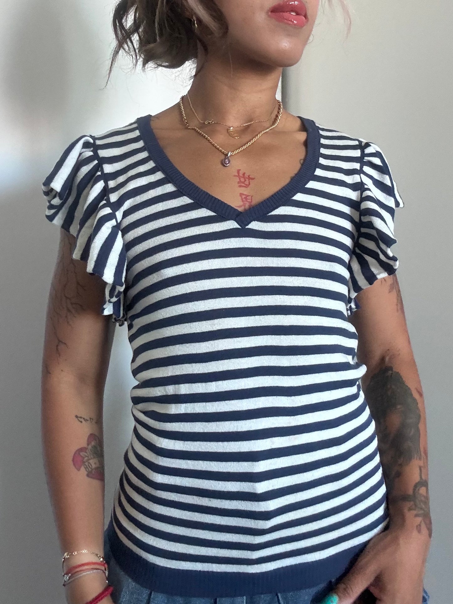 T-shirt marinière Sisley Taille S – Style French Chic