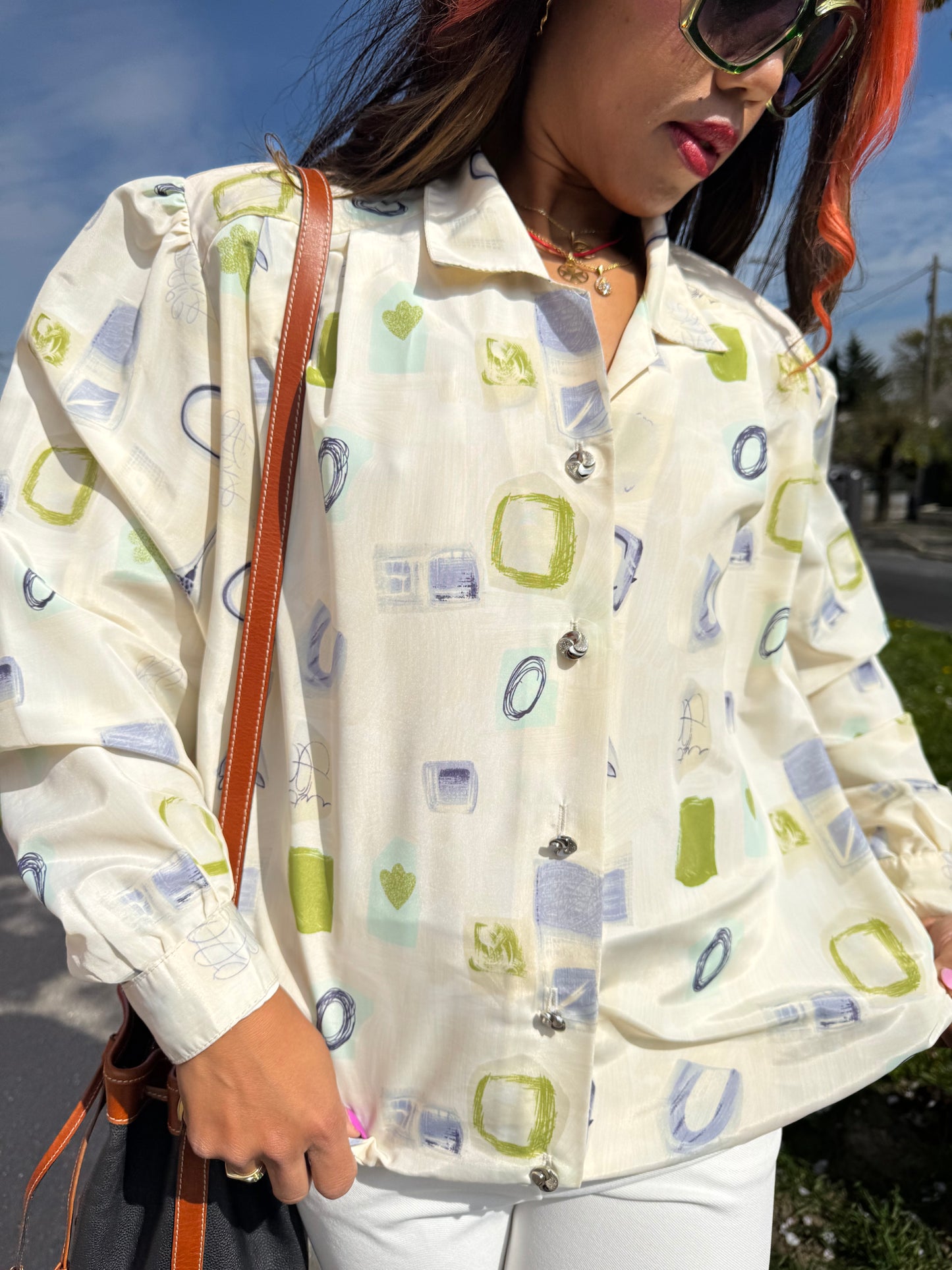 Chemisier vintage femme Made in France – blouse fluide imprimée chic printemps