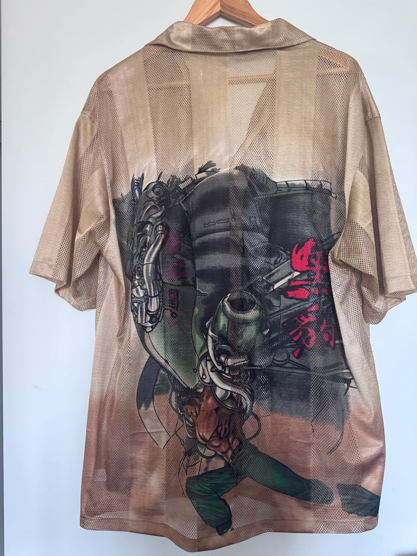 T-shirt oversize vintage hip-hop XL beige imprimé graphique streetwear femme homme