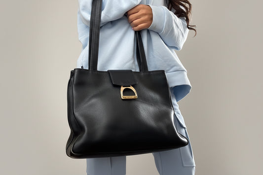 Sac Lancel vintage cuir noir années 90 – grand sac épaule classique