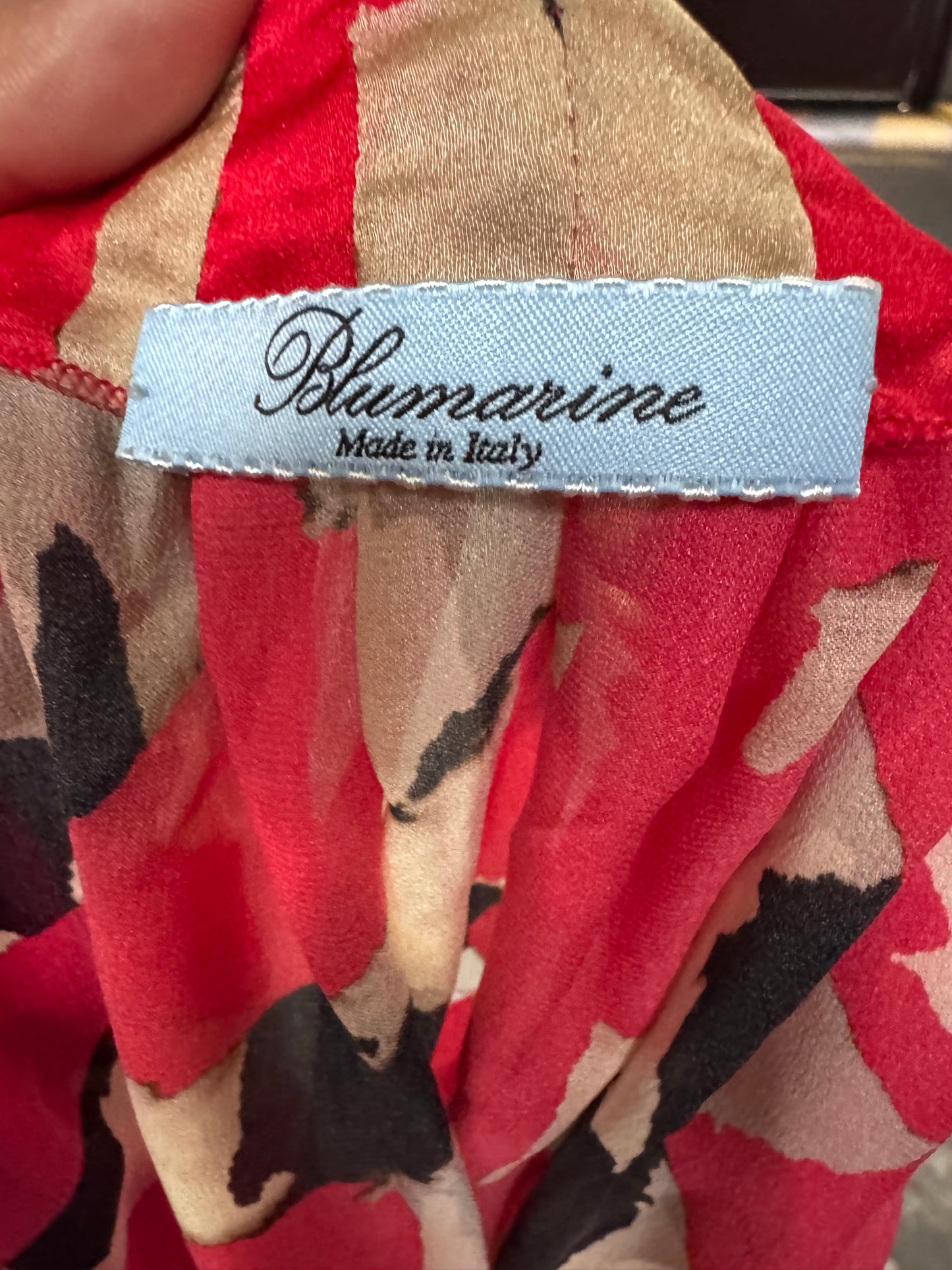 Tunique Blumarine en soie Made in Italy – Imprimé rouge artistique