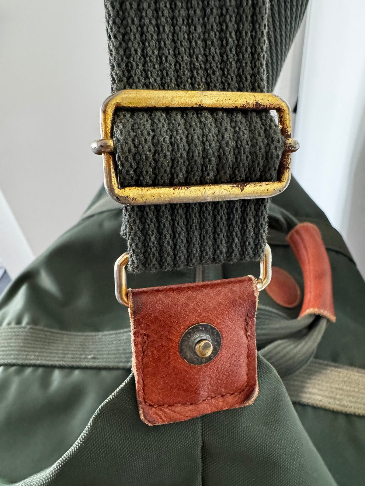 Sac de Voyage Longchamp Vintage Kaki – Grand Format 48h Cuir & Toile (Authentique Paris)