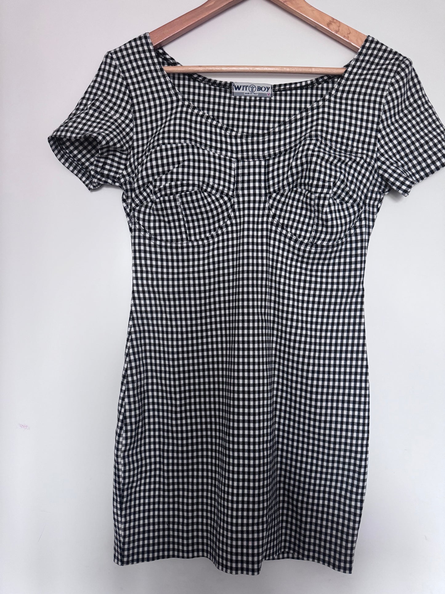 Robe moulante vichy noir et blanc femme – robe courte Y2K chic – made in Italy