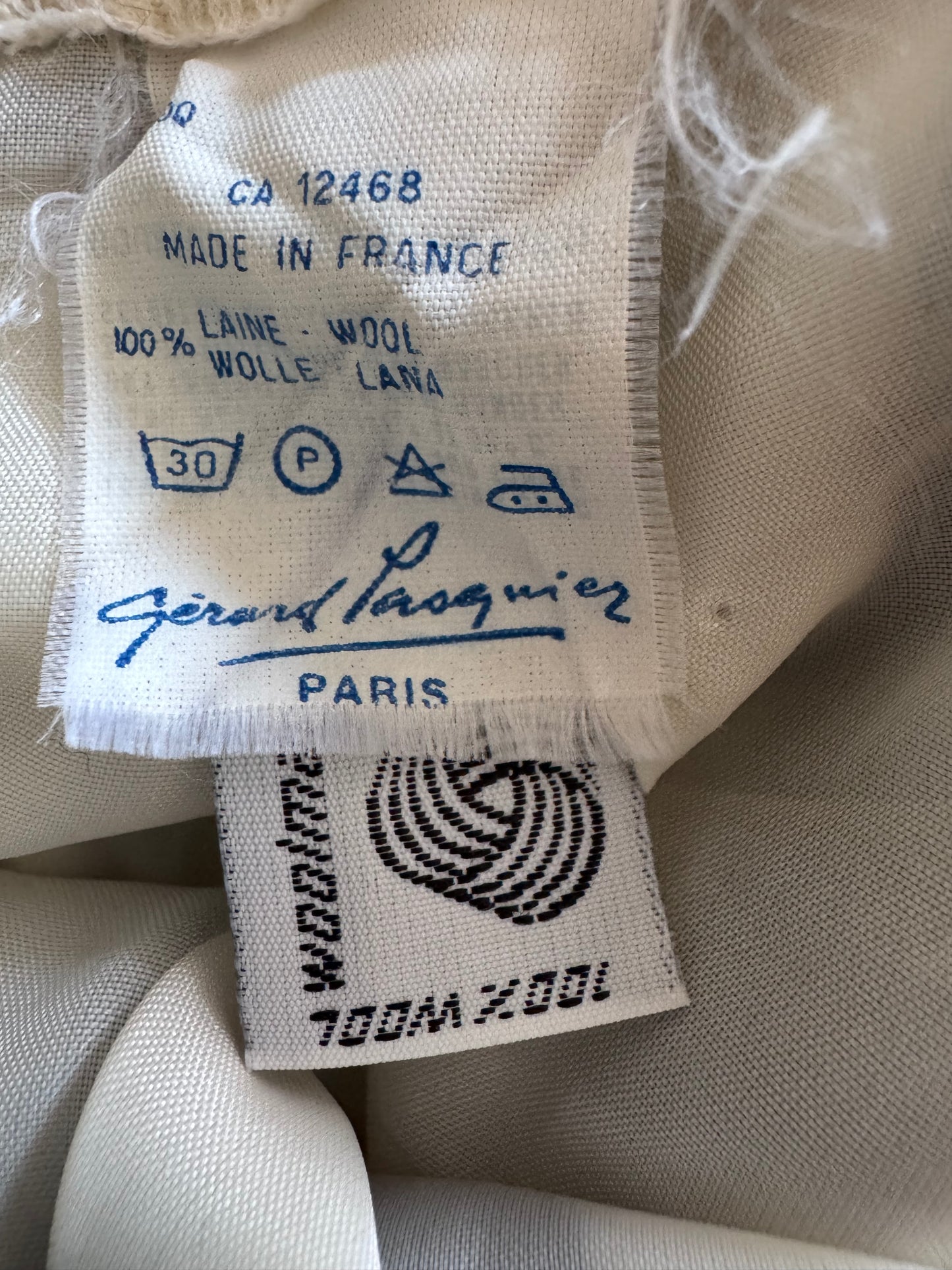 Jupe Gérard Pasquier en laine Made in France – Motif graphique noir et écru