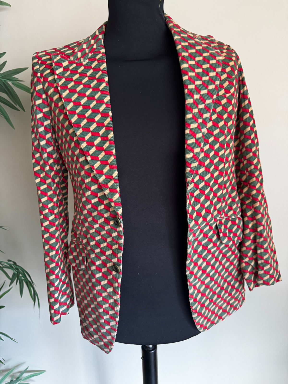 Blazer d'Archive Renoma Paris Vintage – Motif Optique "Vasarely" 100% Laine (Made in France)
