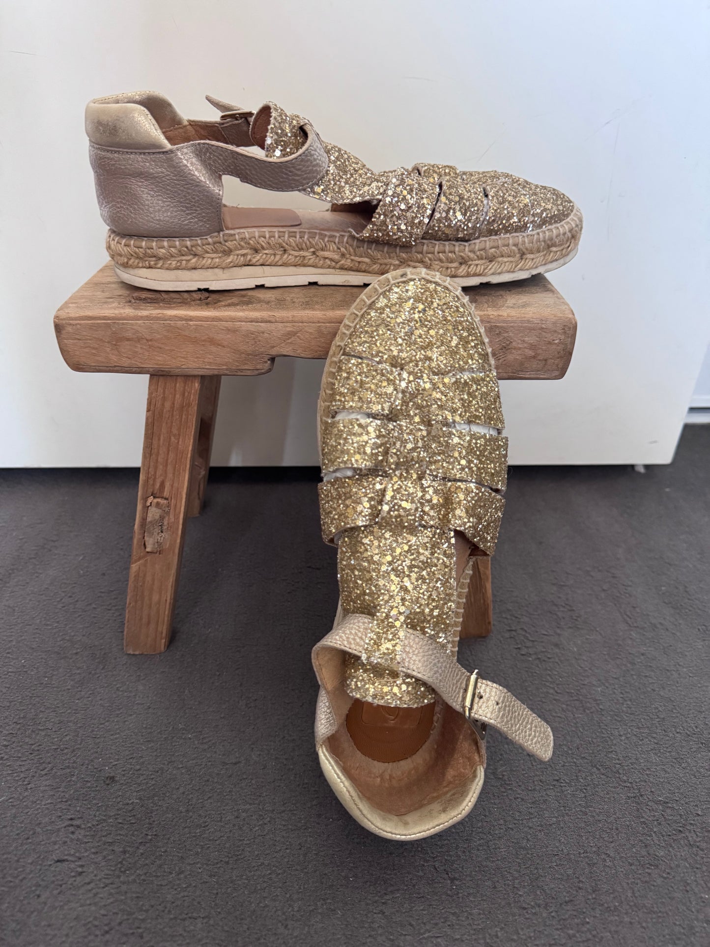 Espadrilles Kanna en cuir pailleté – Made in Spain