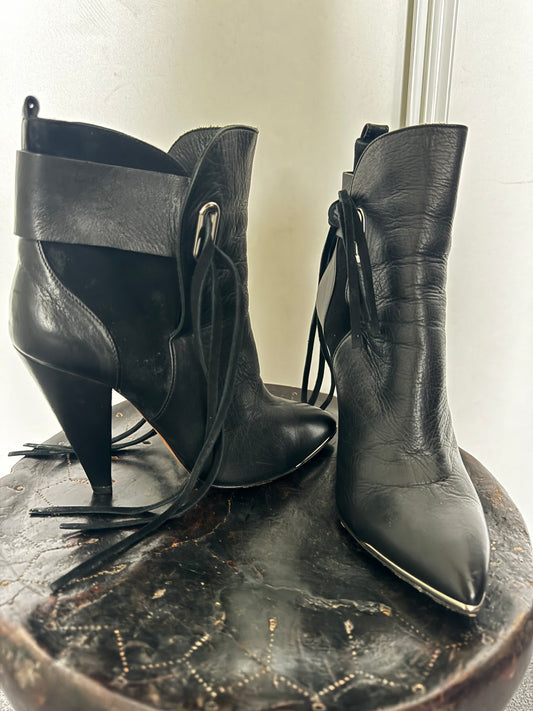 Bottines IRO cuir noir véritable made in Italy – boots talons pointus taille 36 femme