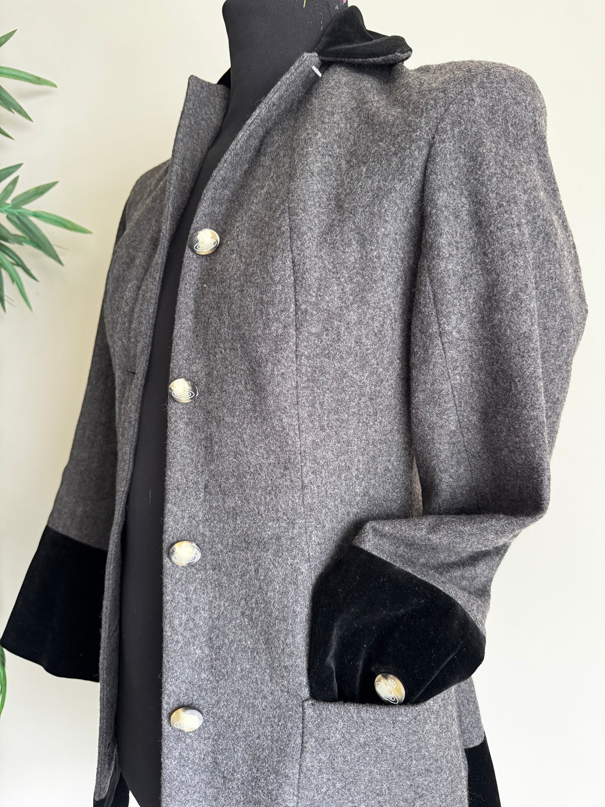 Veste Tailoring Vivienne Westwood Red Label Vintage – 100% Laine Grise & Velours Noir