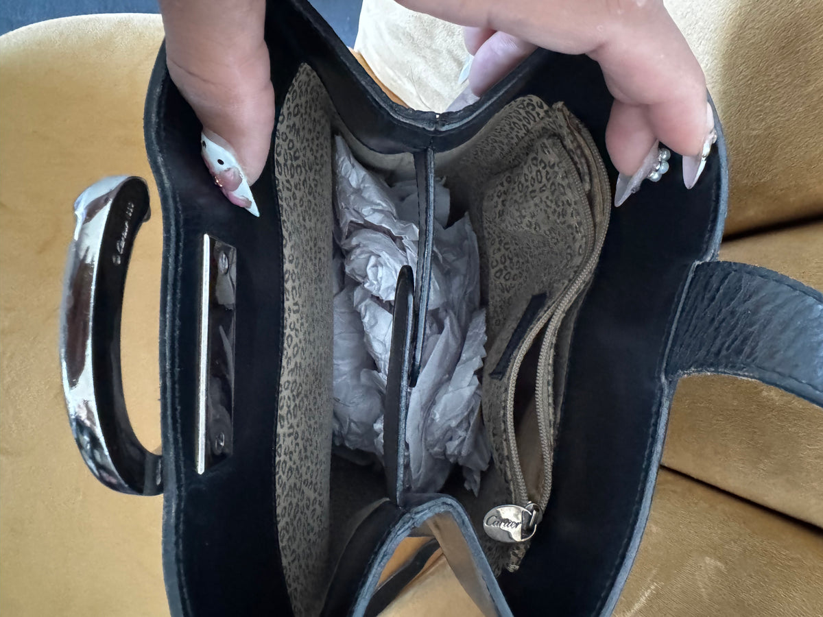 Sac Seau Cartier "Panthère" Vintage – Cuir Lisse Marine & Attache Panthère Argentée (1990)