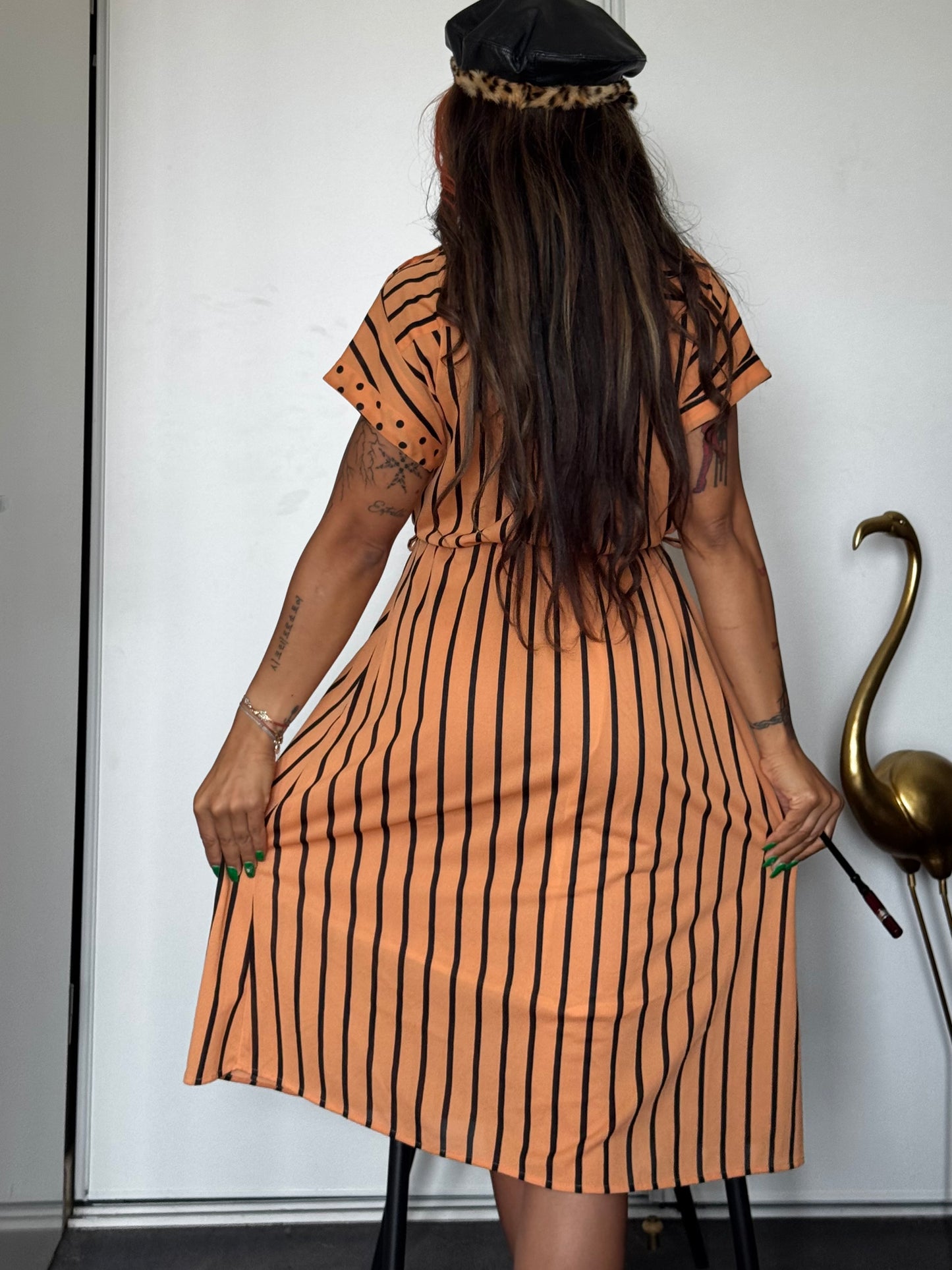 Robe Vintage Made in France – Motif Pois & Rayures – Taille 38/40