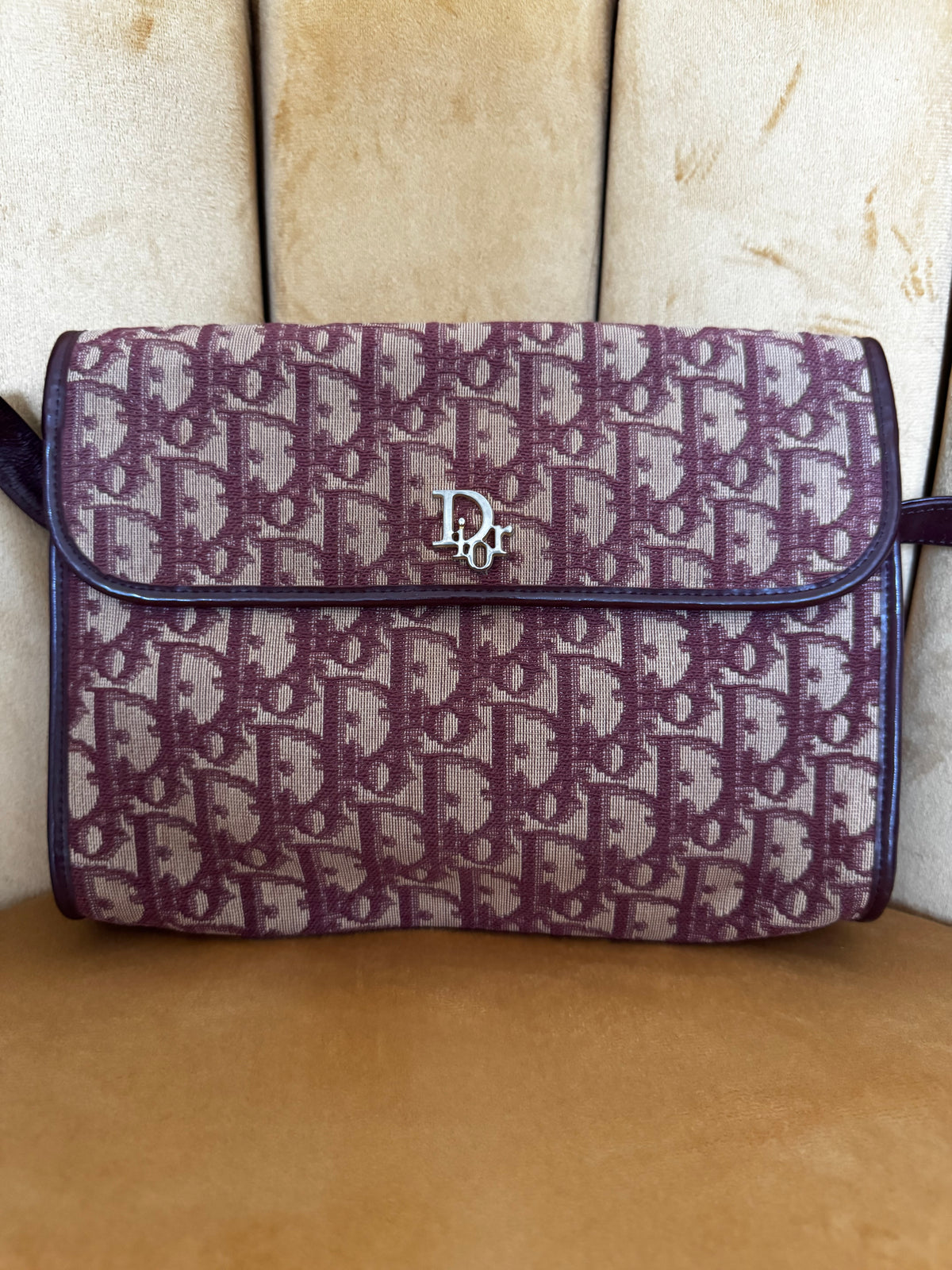 Sac Pochette Bandoulière Christian Dior Vintage – Monogramme Oblique Bordeaux